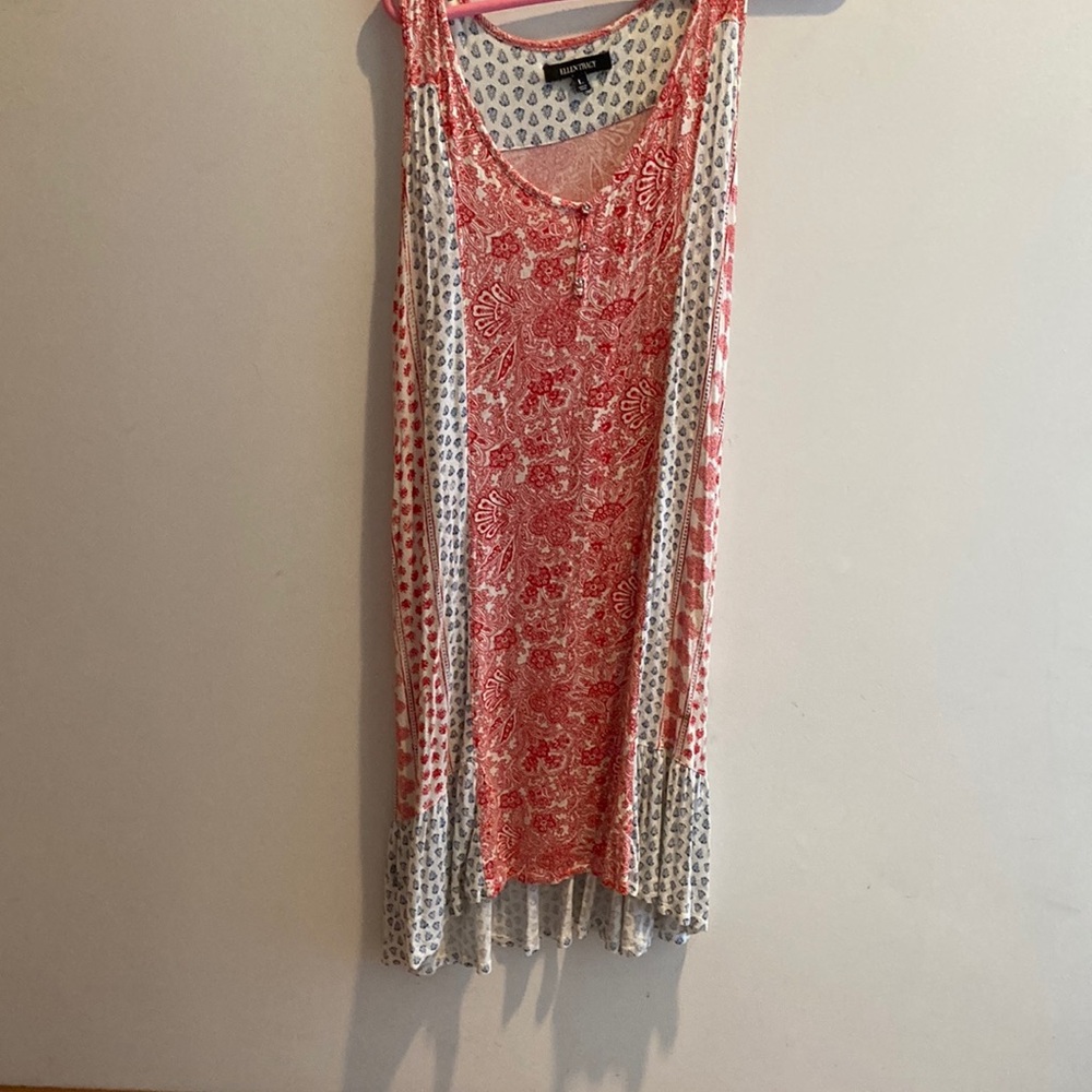 Ellen Tracy Blue and Red Patterned Dress